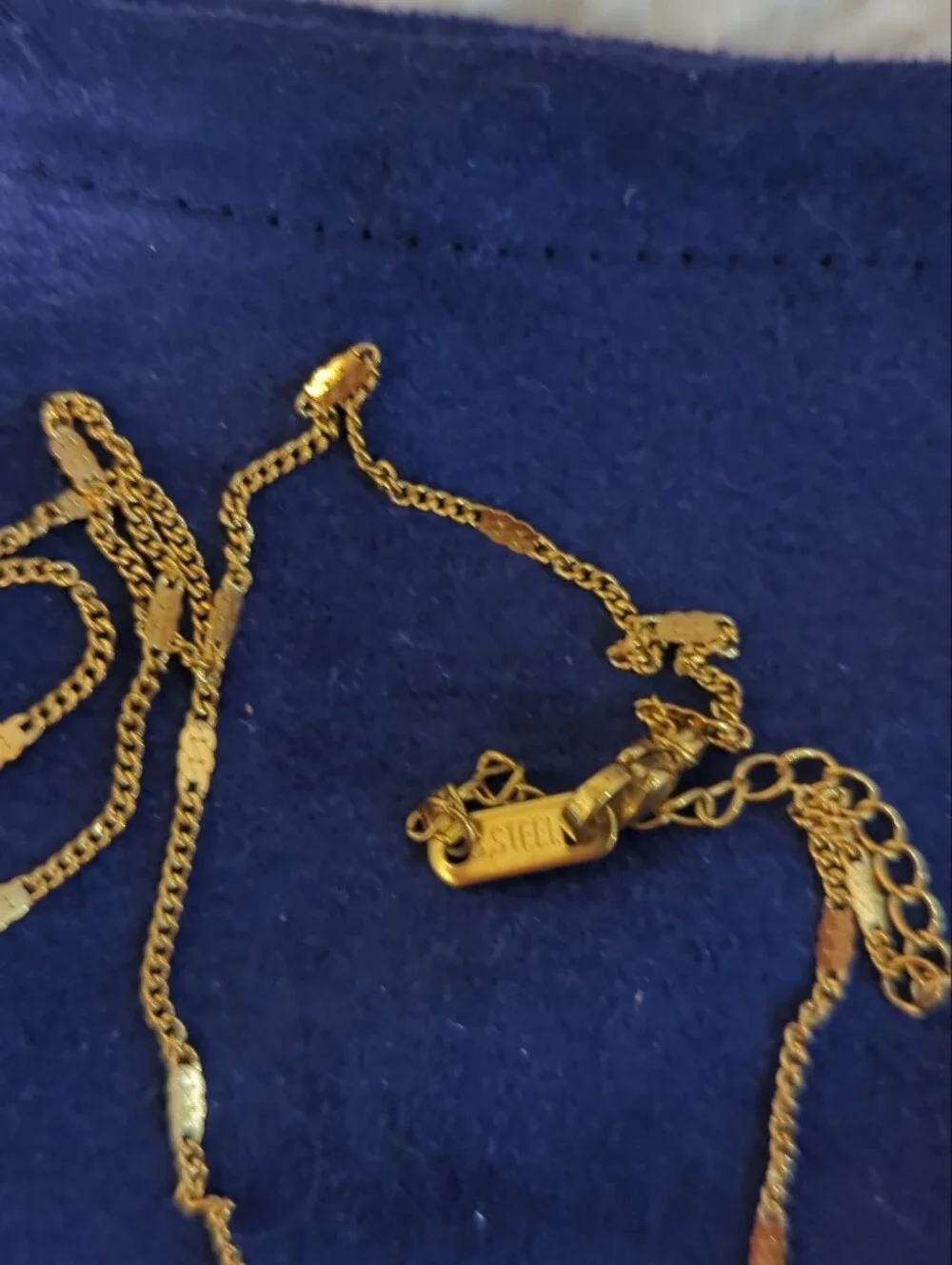 Tory Burch Authentic Charm Gold Tone Pendant On Stainless Steel Chain Plus Dusty